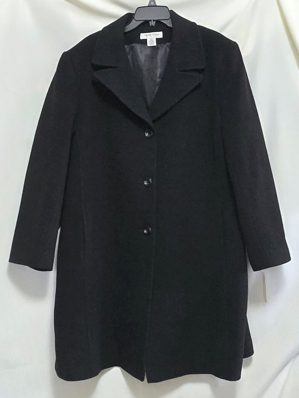 PRESTON & YORK Long Black 100% Lamb's Wool Winter Coat